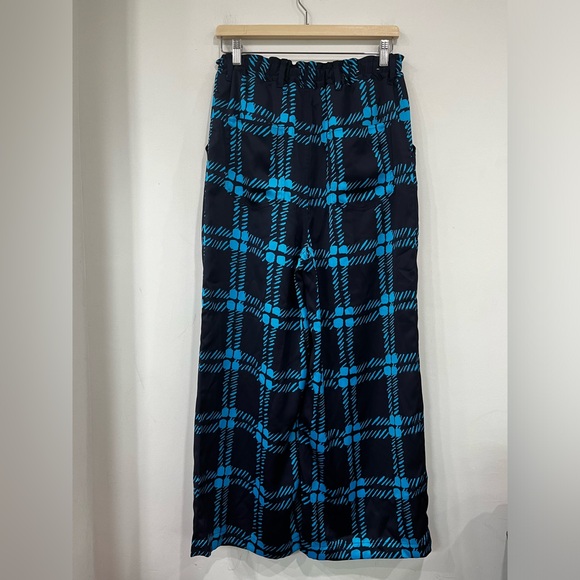 Marni X Uniqlo Drape Relaxed Wide Straight Pants Black Blue S - Picture 3 of 12